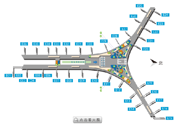 北京首都机场t3航站楼e座二层出境免税店分布图